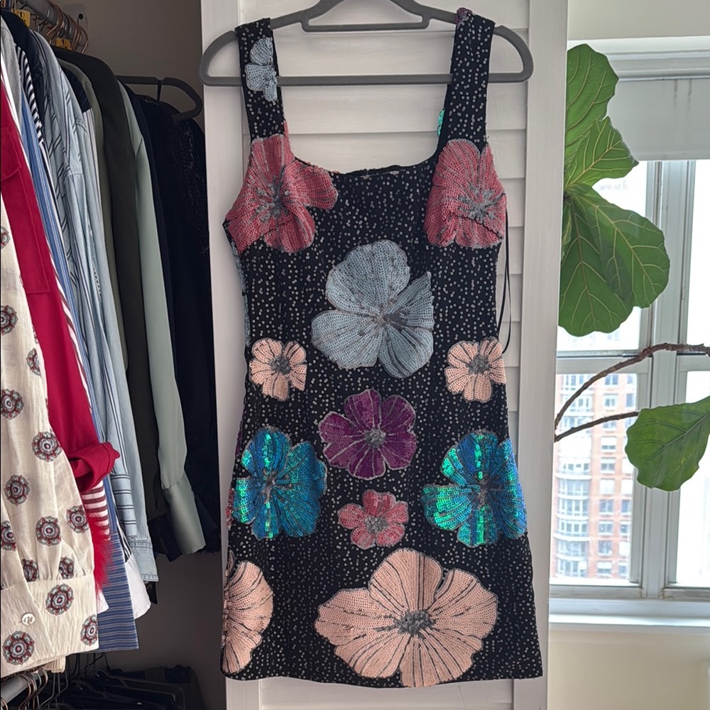 Elliatt Floral Sequin Black Dress